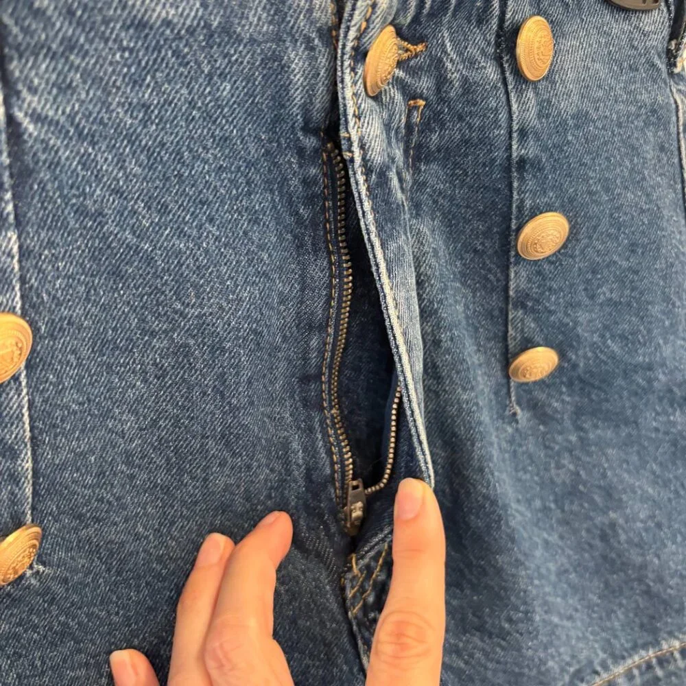 Zara denim and gold button sailor shorts - Picture 3 of 4